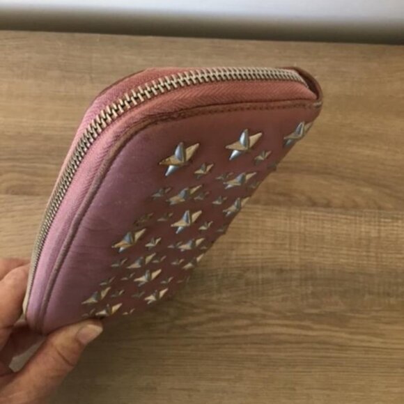 Jimmy Choo Star-Studded Wallet in Mauve Pink Leather Full Zipper Closure - Picture 9 of 12